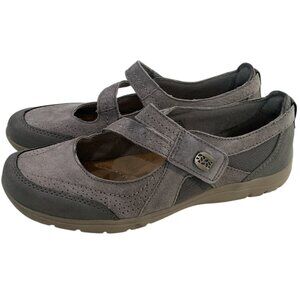 EARTH Origins Tova Mary Jane Sport Shoe 8M Perforated Closed Toe Gray Suede